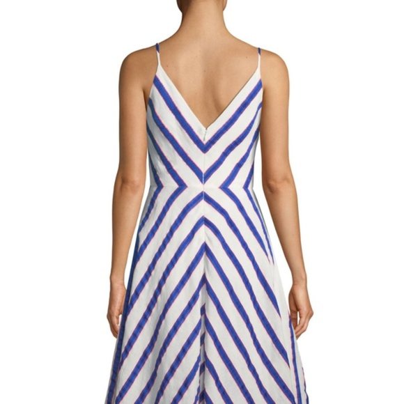 Milly Monroe Chevron Linen-Stretch Midi Dress - Picture 3 of 3